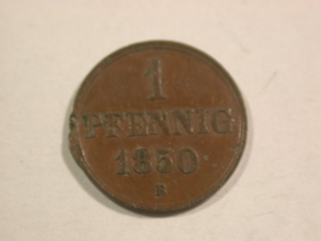  C06 Hannover 1 Pfennig 1850 B Rdf. f.ss  Originalbilder   