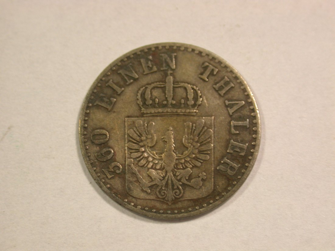  C06 Preussen 1 Pfennig 1857 A, versilbert? in ss  Originalbilder   