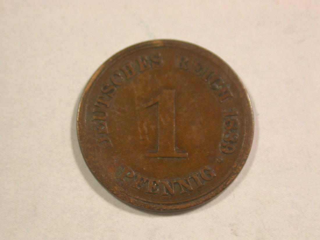 C06 KR 1 Pfennig 1889 A in f.s/ss Druckstelle Originalbilder