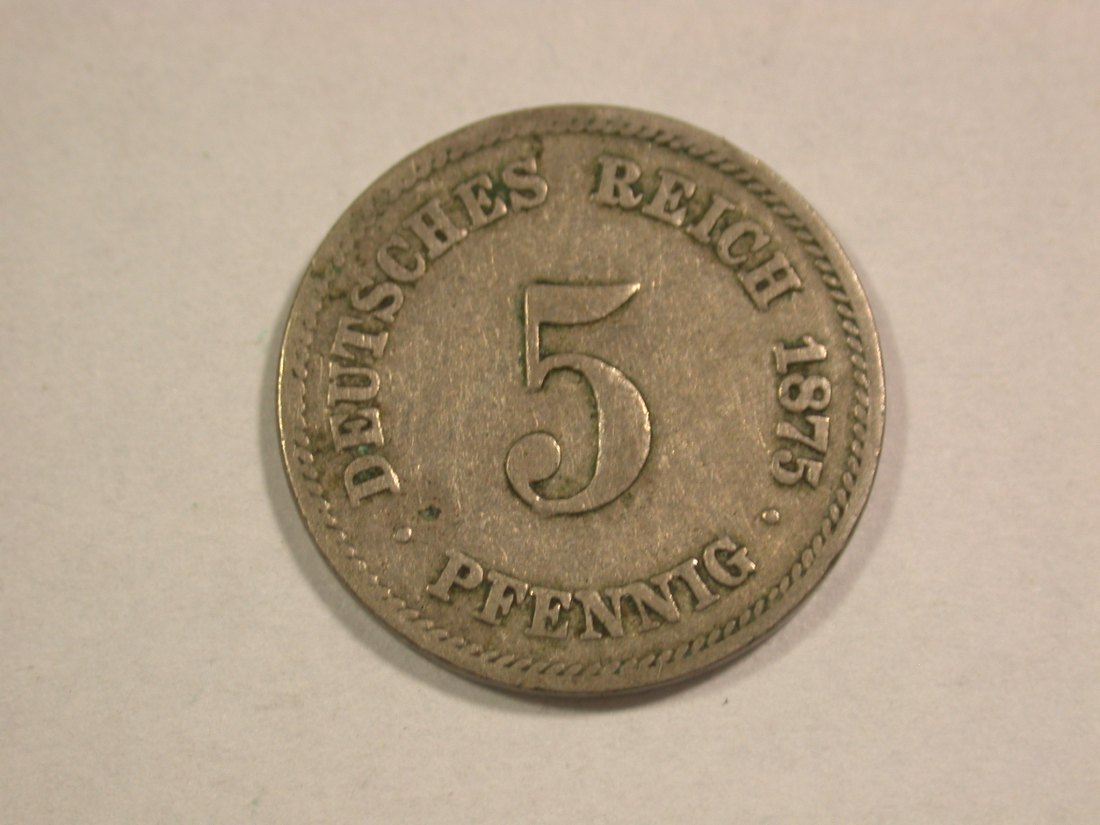  C06 KR 5 Pfennig 1875 A in s-ss Originalbilder   