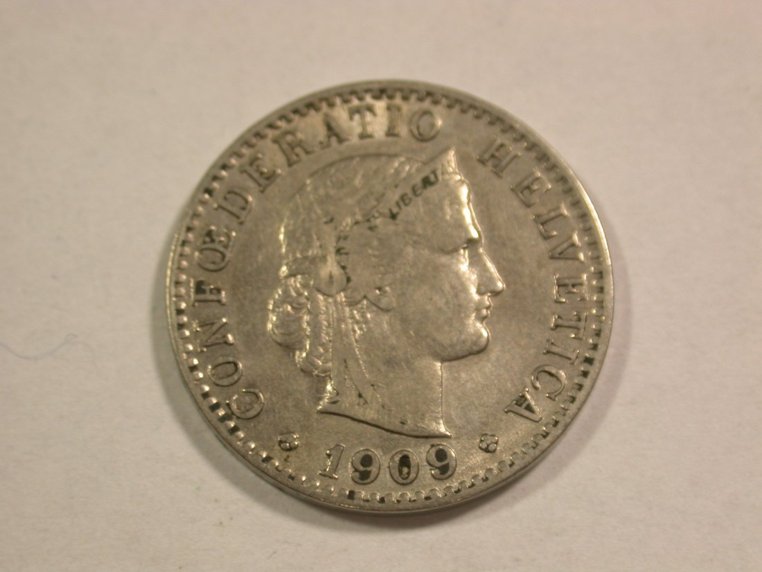 C06 Schweiz 20 Rappen 1909 in ss/ss+ Originalbilder
