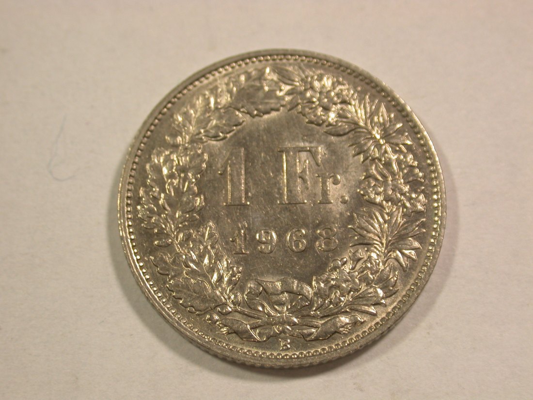 C06 Schweiz 1 Franken 1968 in f.vz Originalbilder