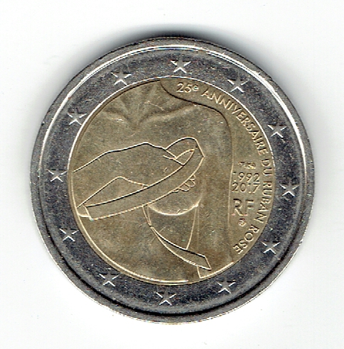  2 Euro Frankreich 2017 (Rosa Schleife)(g1122)   