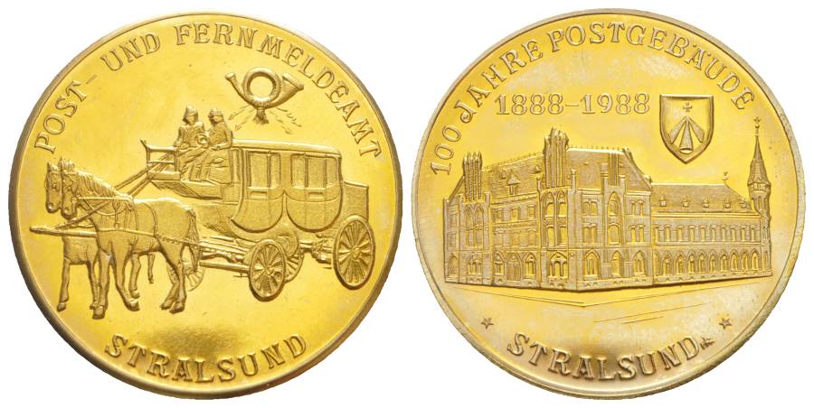  Stralsund, Bronzemedaille Post 1988; 27,21 g, Ø 40,56 mm   