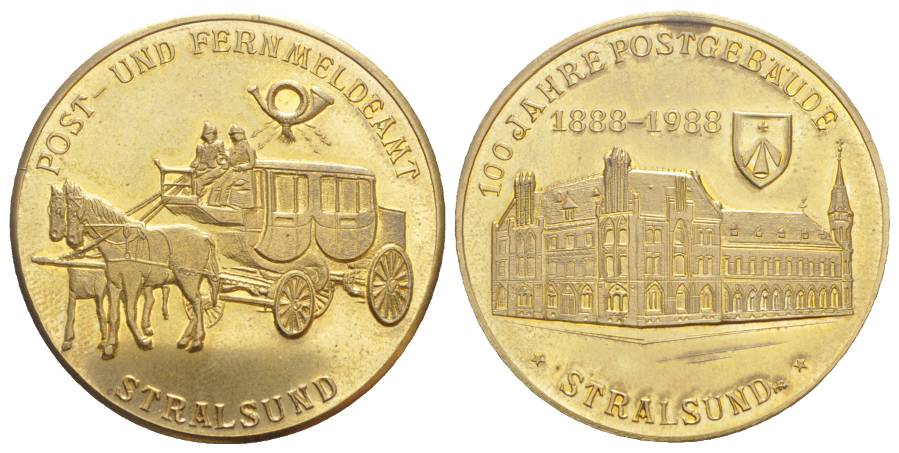  Stralsund, Bronzemedaille Post 1988; 26,21 g, Ø 40,51 mm   