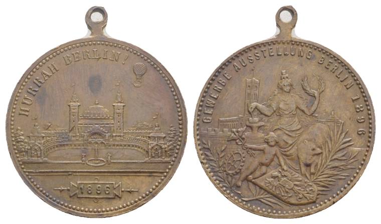  Berlin, Bronzemedaille, Gewerbeausstellung 1896; 8,14 g; Ø 28,41 mm   