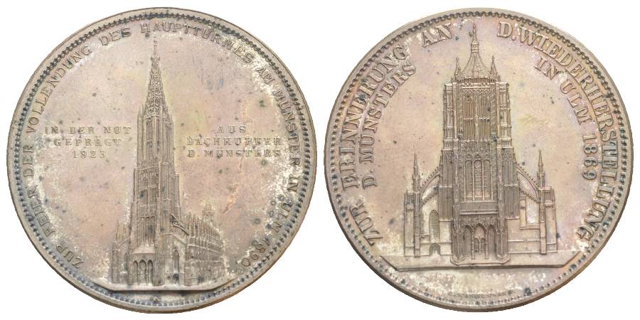  Ulmer Münster 1869, Bronzemedaille; 31,95 g; Ø 41,46 mm   