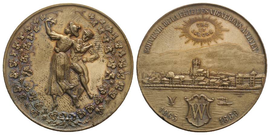  Souvenir de la Fête des Vignerons, Vevey (1889), Bronzemedaille; 24,79 g; Ø 40,11 mm   