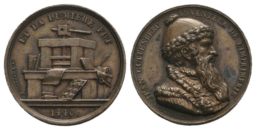 Jean Guttenberg, Bronzemedaille 1440; 8,80 g; Ø 25,09 mm   