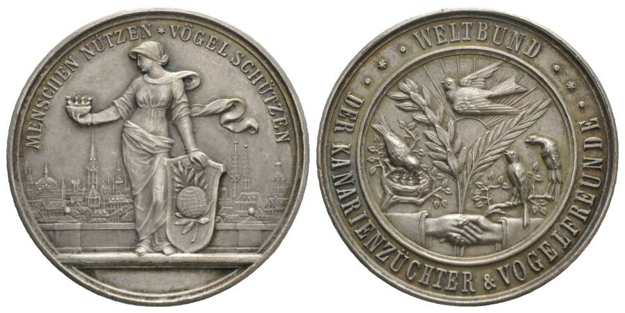  Weltbund Kanarienzüchter, Silbermedaille; 27,55 g; Ø 40,07 mm   
