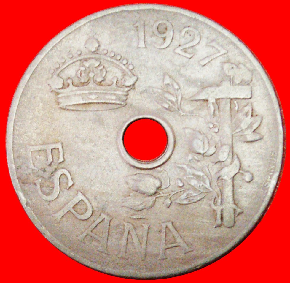 # HAMMER: SPAIN ★ 25 CENTIMOS 1927! LOW START ★ NO RESERVE! Alfonso XIII (1886-1931)