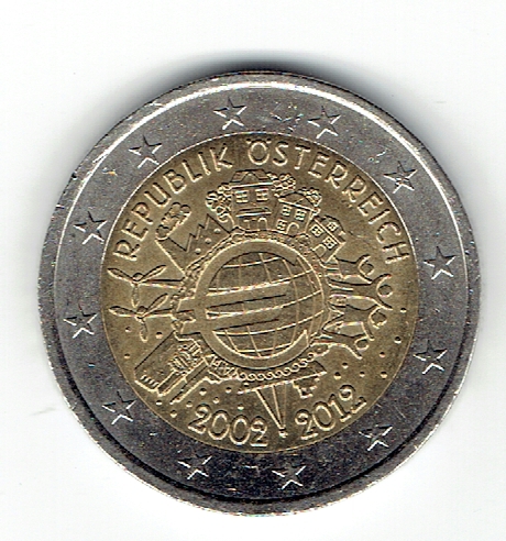  2 Euro Österreich 2012(10 Jahre Euro-Bargeld)(g1133)   