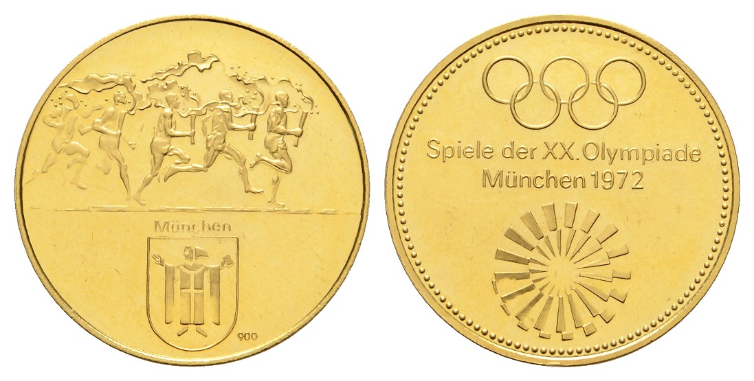  Linnartz Olympiade Goldmedaille 1972 München PP- Gewicht: 10,53g/900er   