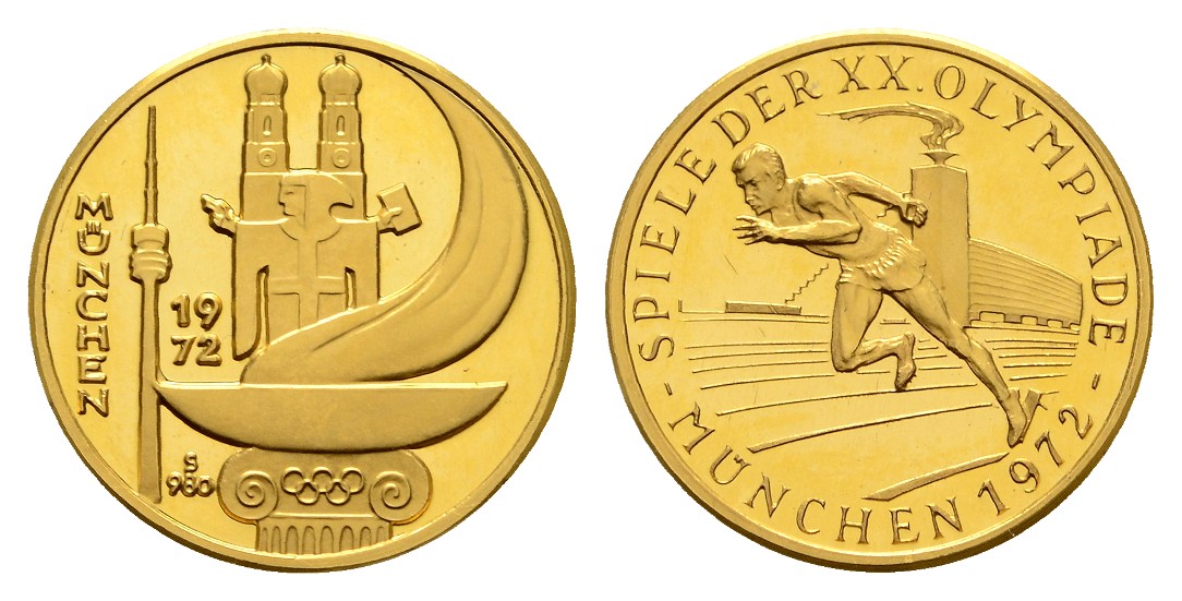  Linnartz Olympiade Goldmedaille 1972 München PP Gewicht: 3,44g/980er   