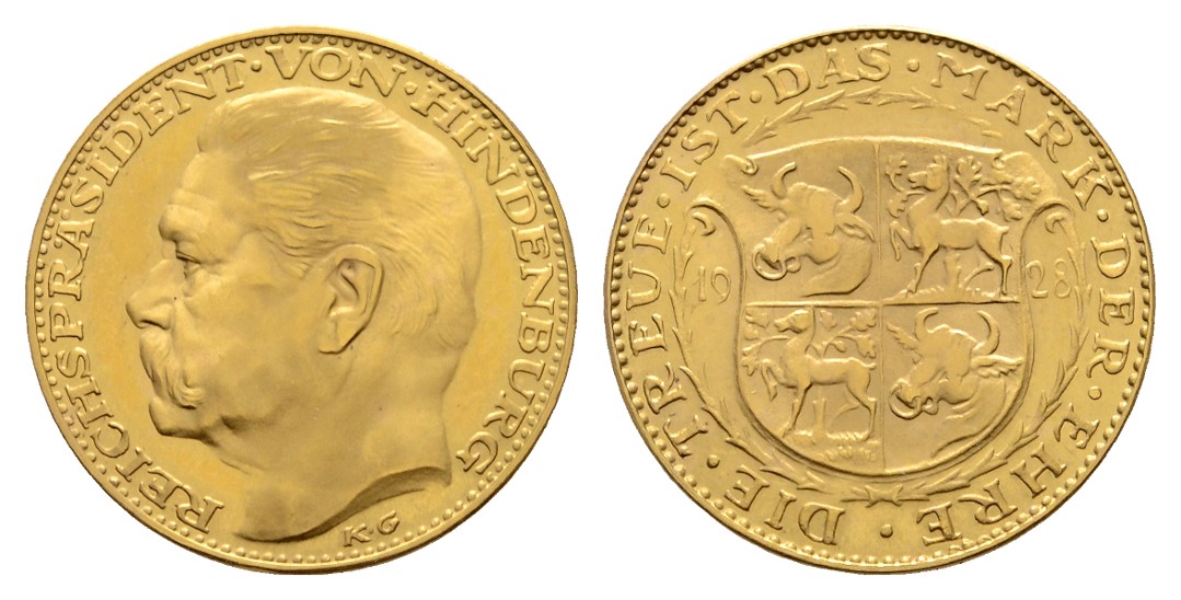  Linnartz Hindenburg Goldmedaille 1928 PP Gewicht: 6,4g/900er   