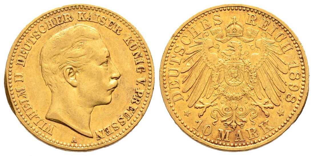 PEUS 1072 Kaiserreich - Preußen 3,58 g Feingold. Wilhelm II. (1888 - 1918) 10 Mark GOLD 1898 A Sehr schön +