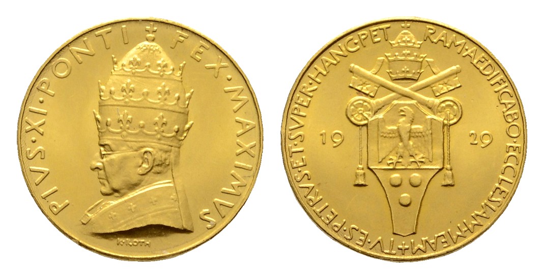  Linnartz Vatikan Pius XI. Goldmedaille 1929 stgl- Gewicht: 2,95g/900er   