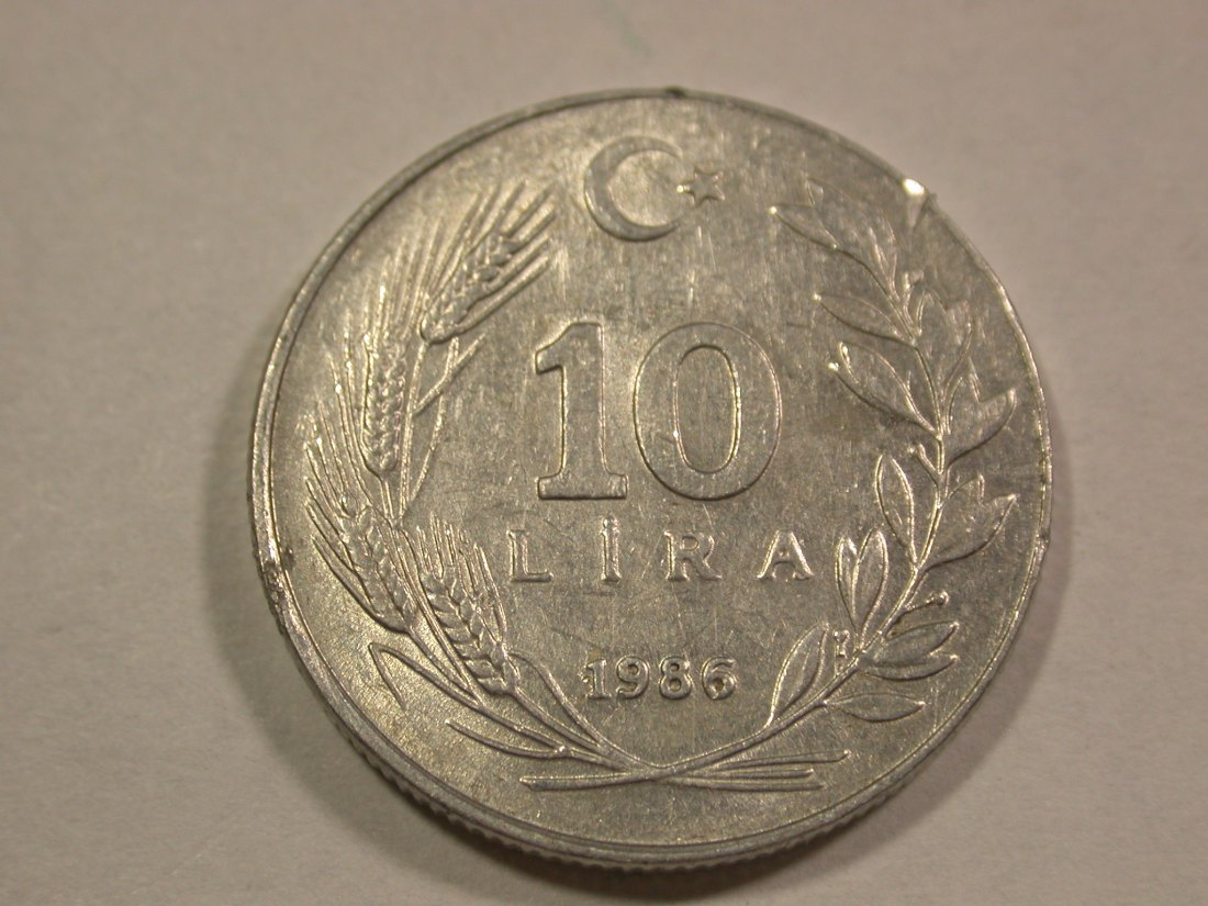  C07 Türkei  10 Lira 1986 in ss-vz/f.vz  Originalbilder   