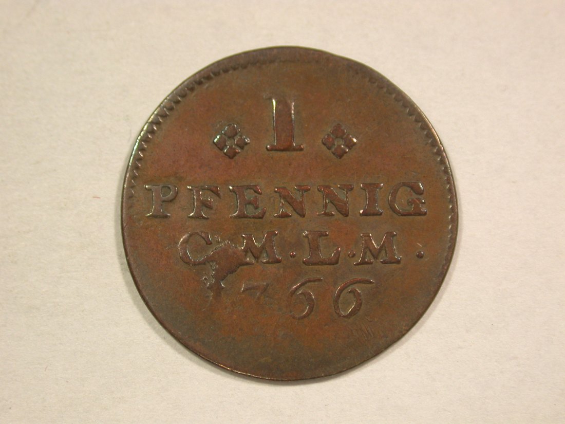 C07 Mainz 1 Pfennig 1766 l.prägeschw. sonst ss-vz Originalbilder