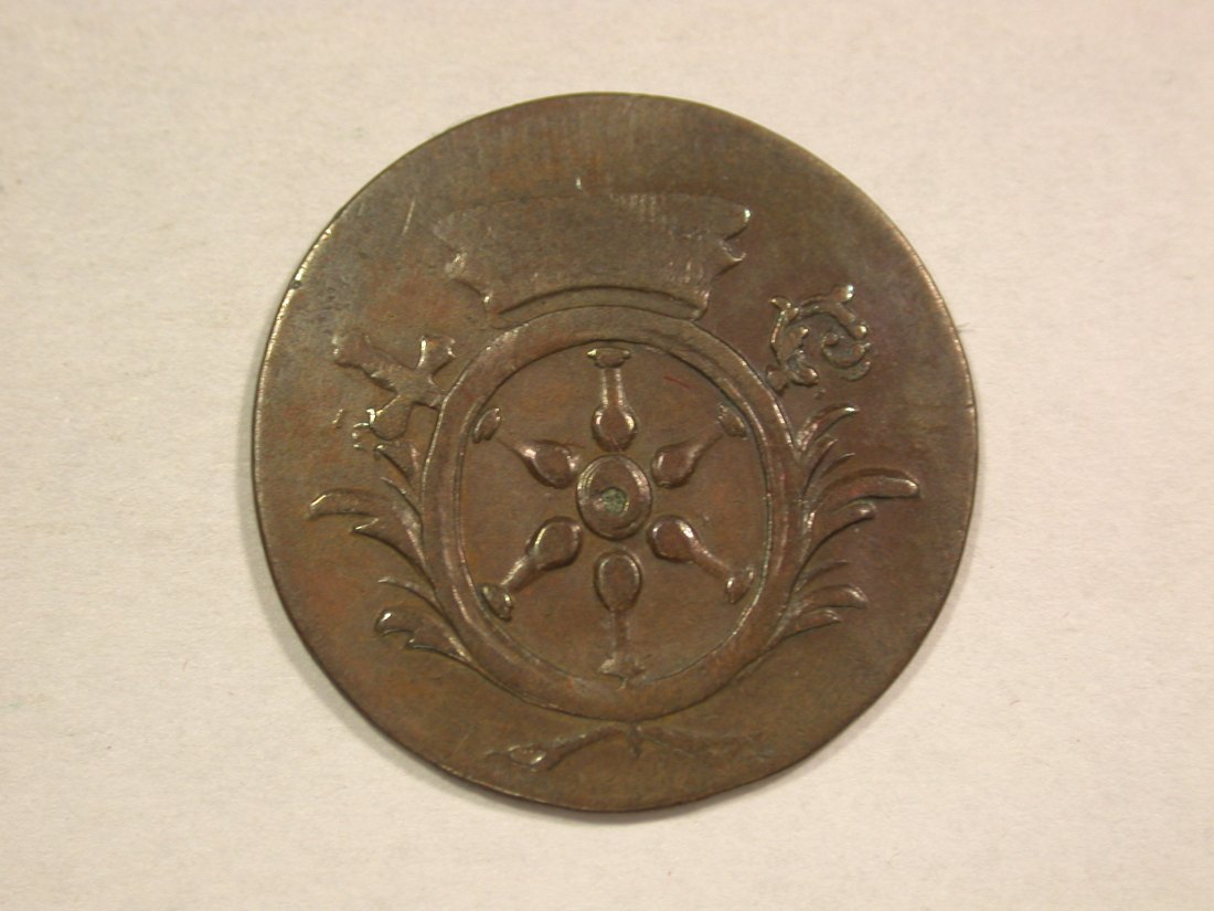  C07 Mainz  1 Pfennig 1766 l.prägeschw. sonst ss-vz  Originalbilder   