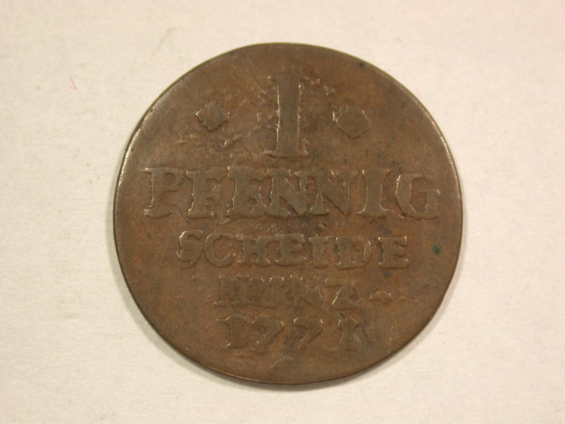  C07 Mainz  1 Pfennig 1771 in ss  Originalbilder   