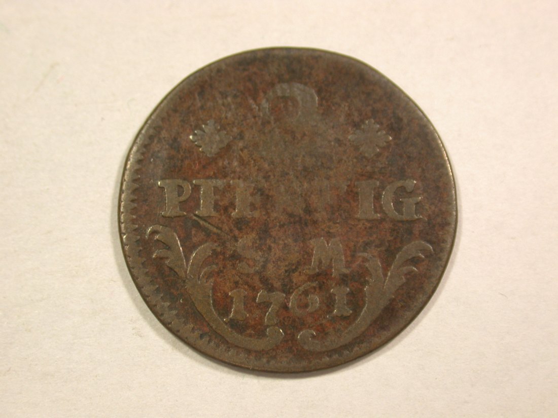 C07 Mainz 2 Pfennig 1761 in s-ss Originalbilder