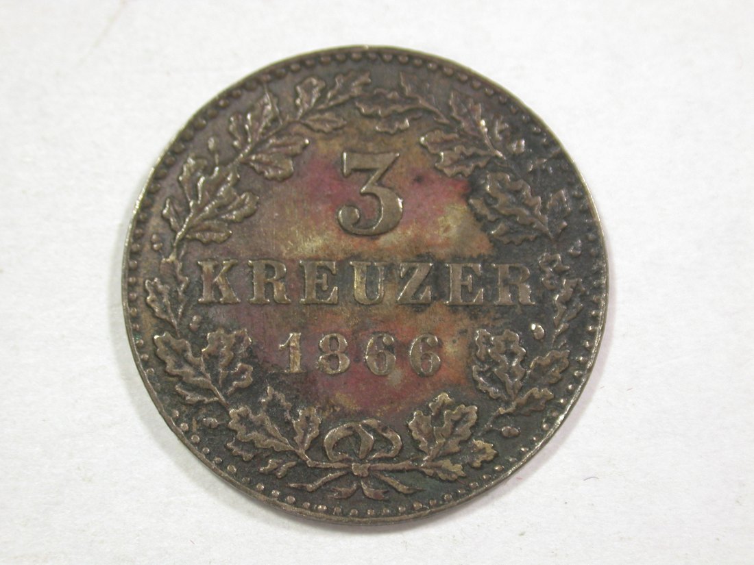  C07 Frankfurt  2 Kreuzer 1866 in vz Originalbilder   