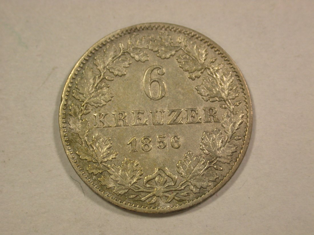  C07 Frankfurt  6 Kreuzer  1856 in ss-vz Stadtansicht  Originalbilder   