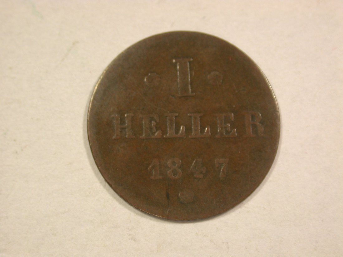 C07 Hessen Darmstadt 1 Heller 1847 in f.ss Originalbilder