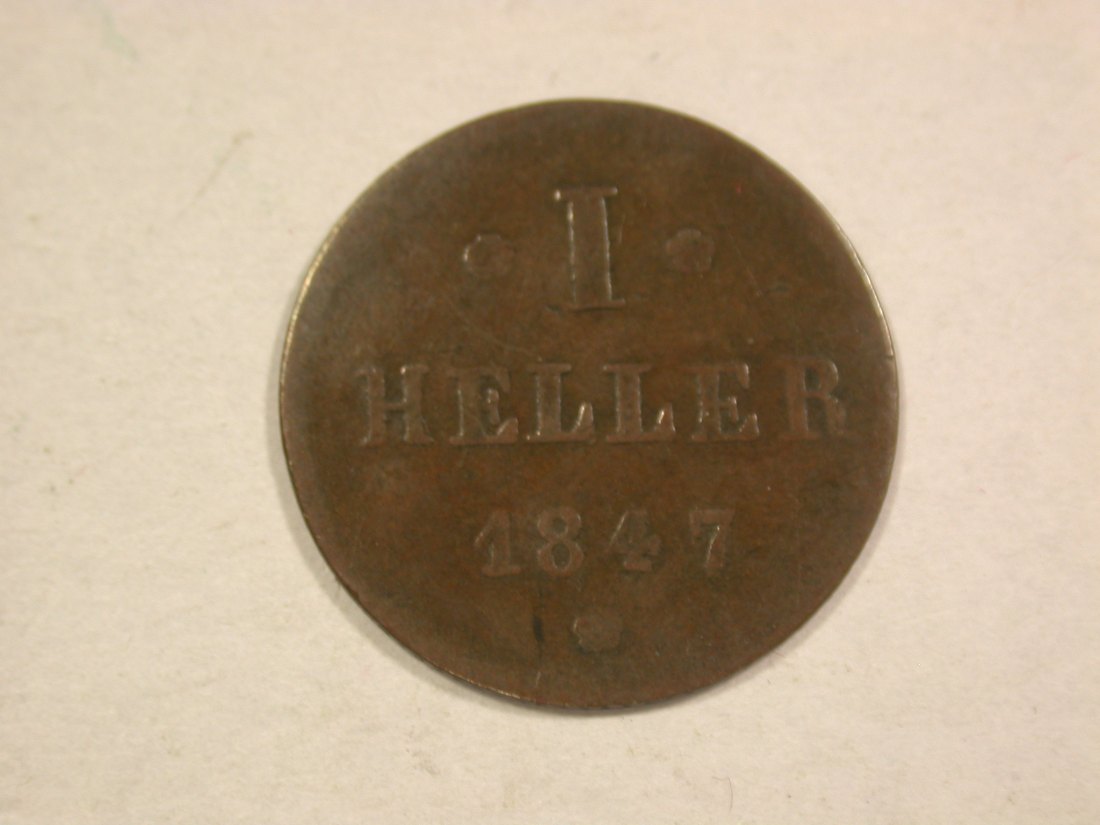  C07 Hessen Darmstadt 1 Heller 1847 in f.ss  Originalbilder   