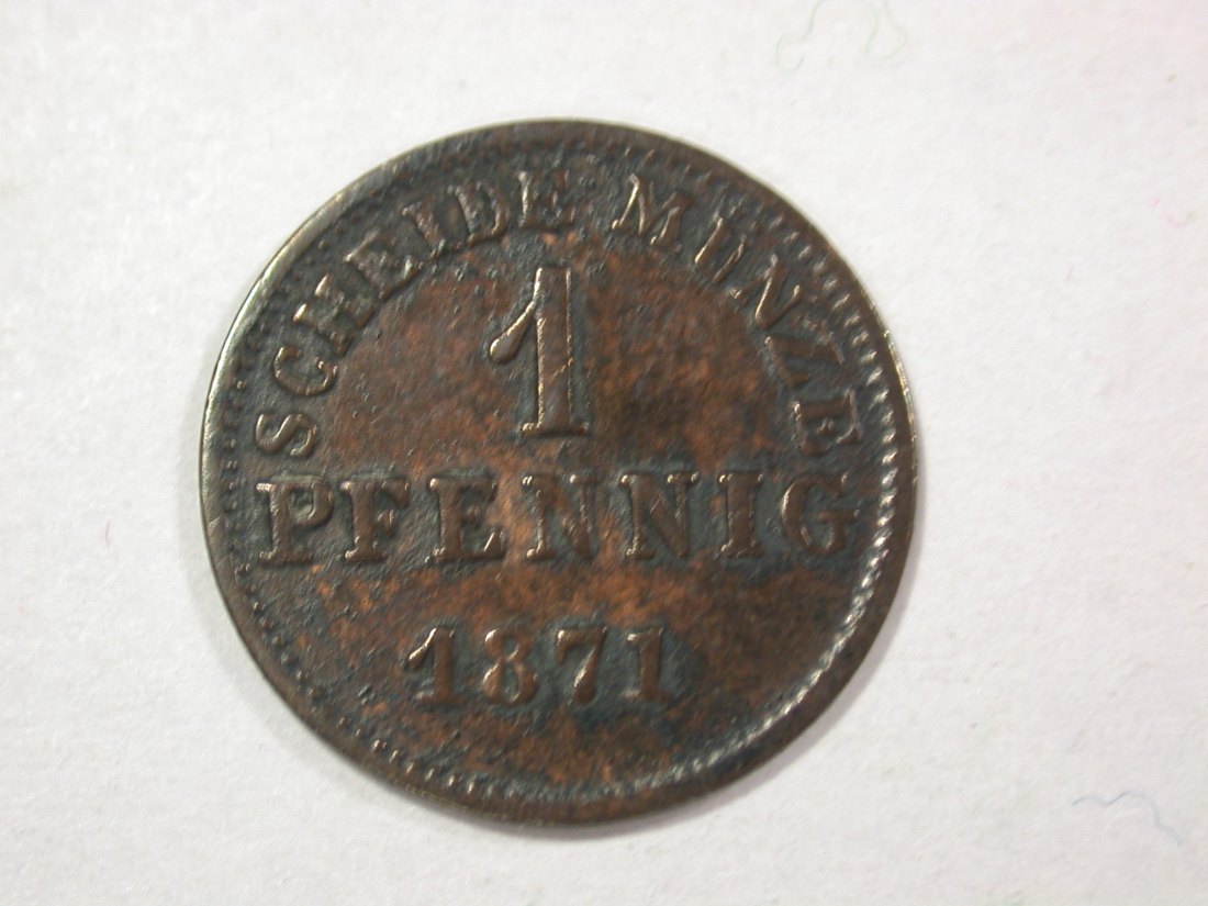 C07 Hessen Darmstadt 1 Pfennig 1871 in ss Originalbilder