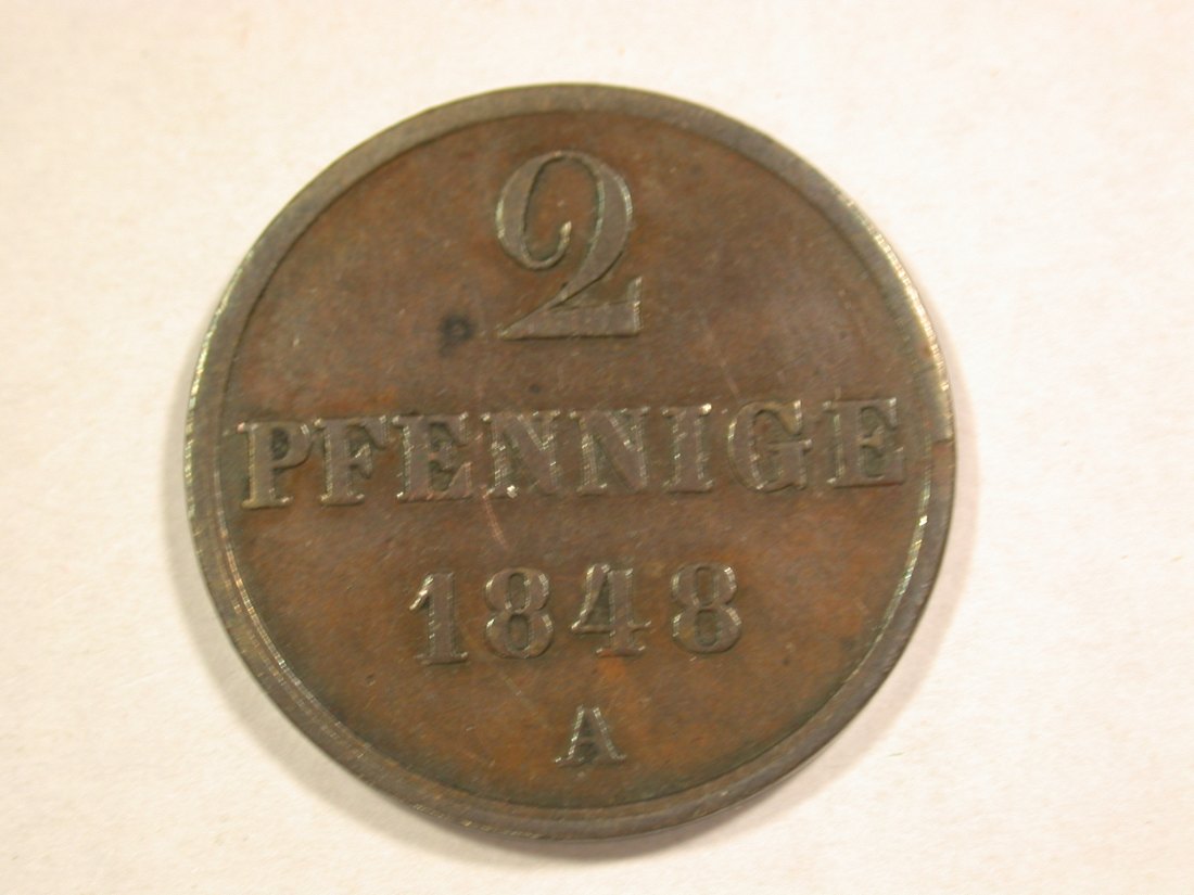  C07 Hannover  2 Pfennig 1848 in ss Originalbilder   