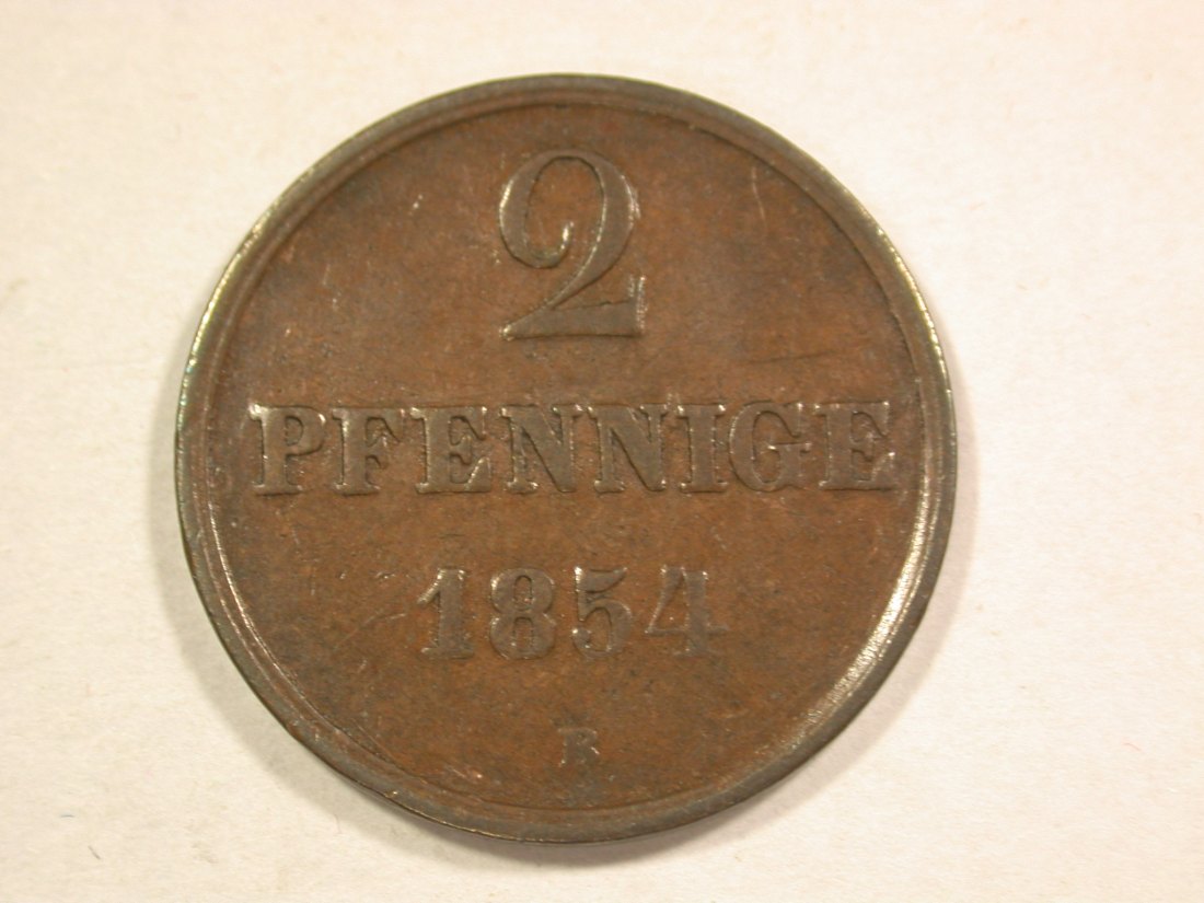  C07 Hannover  2 Pfennig 1854 B in ss/ss+  Originalbilder   