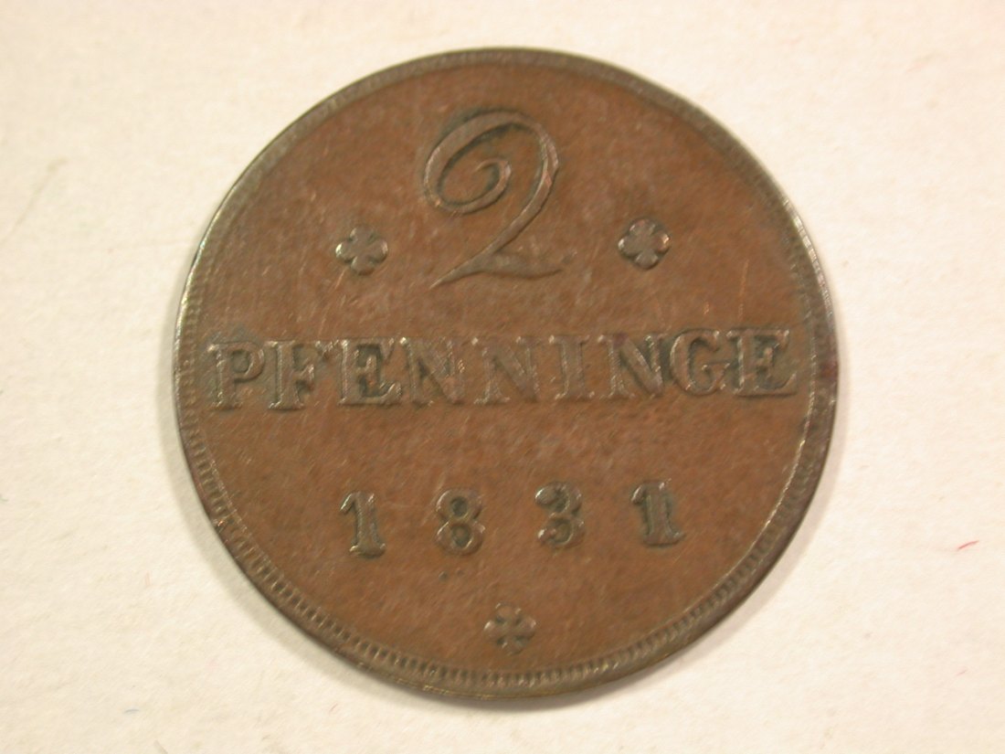  C07 Mecklenburg Schwerin  2 Pfennig 1831 in ss  Originalbilder   