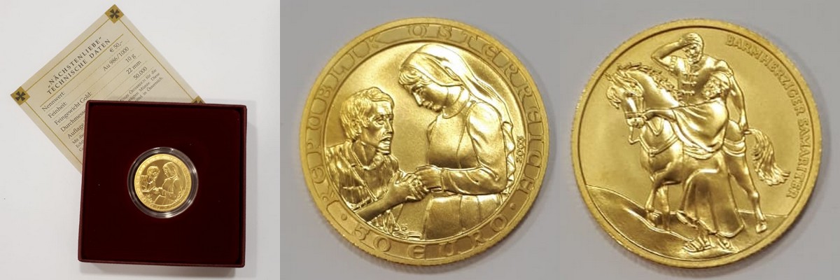 Österreich   50 Euro  2003 MM-Frankfurt Feingold: 10g 2000 years of Christianity charity  