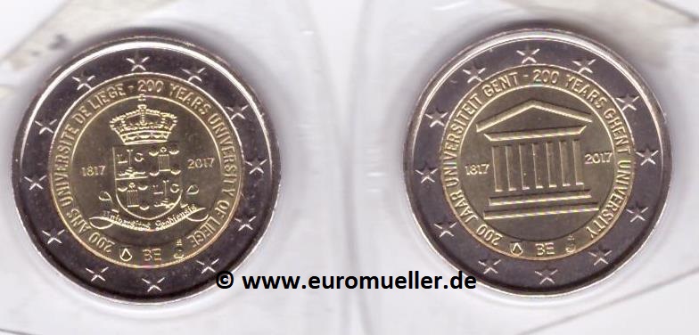 Belgien 2x 2 Euro Gedenkmünzen 2017...Universitäten   