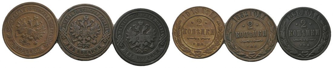  Russland, 3 Kleinmünzen (1913/1882/1898)   