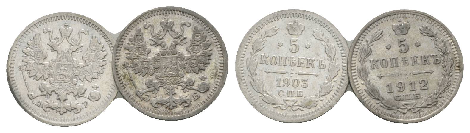  Russland, 2 Kleinmünzen (1903/1912)   