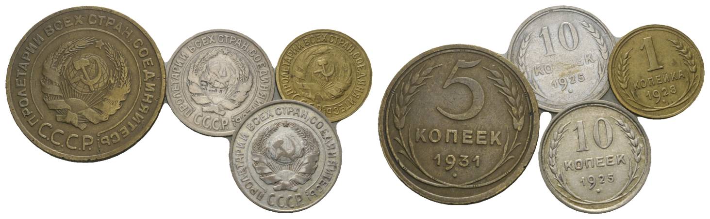  Russland, 4 Kleinmünzen (1931/1925/1928/1925)   