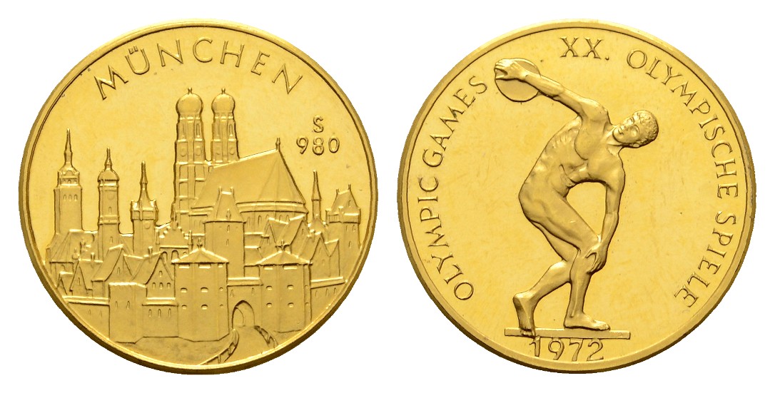 2912041 Linnartz Olympiade Goldmedaille 1972 München PP Gewicht 2,98g/980er 2912041 Linnartz Olympiade Goldmedaille 1972 München PP Gewicht 2,98g/980er