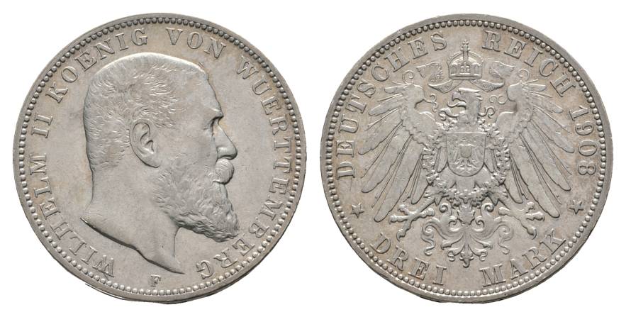  Württemberg, 3 Mark 1908   
