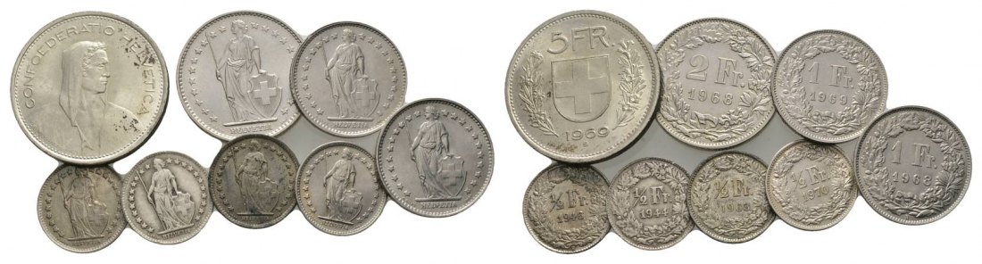  Schweiz, 8 Kleinmünzen   