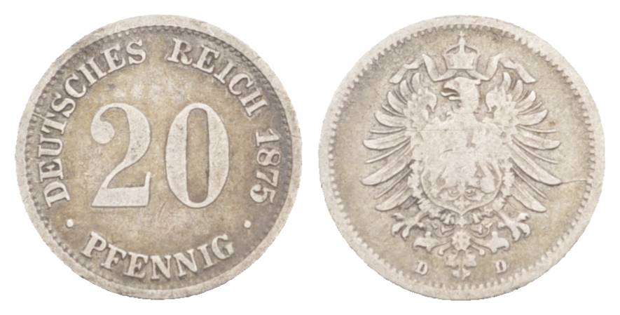  Kaiserreich, 20 Pfennig 1875 D   