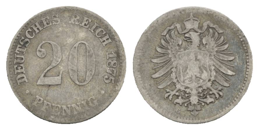  Kaiserreich, 20 Pfennig 1875 G   