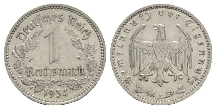 Drittes Reich, 1 Reichsmark 1934 A   