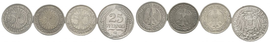  Deutsches Reich, 4 Kleinmünzen   