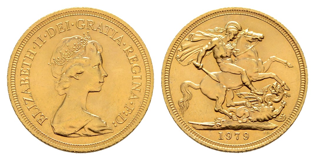  Linnartz Großbritannien Elizabeth II. 1 Sovereign 1979 vz-stgl Gewicht: 7,99g/916er   