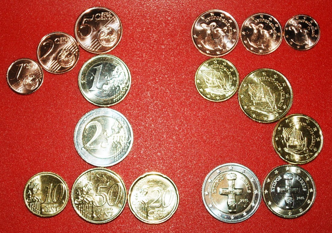  *• GREECE: CYPRUS ★ EURO SET 8 COINS 2015 SHIPS AND ANIMALS  UNC! UNCOMMON! LOW START ★ NO RESERVE!   