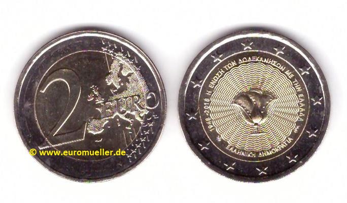 Griechenland 2 Euro Gedenkmünze 2018...Dodekanes   