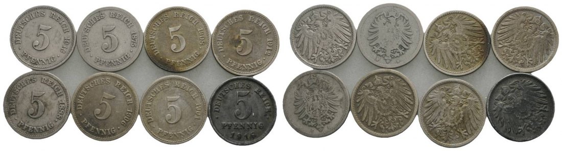  Kaiserreich, 5 Pfennig (8 Kleinmünzen)   